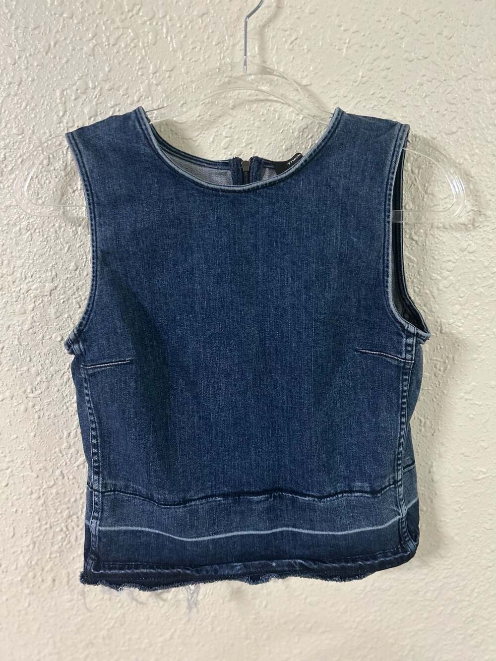 Theory Women's Sleeveless Denim Crop Top with Back Zip